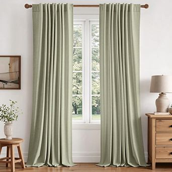 2 Panels Blackout Linen Curtains Thermal Insulated Room