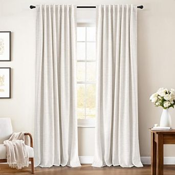 2 Panels Blackout Linen Curtains Thermal Bedroom Drapes