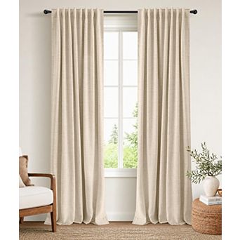 2 Panels Blackout Linen Curtains Thermal Bedroom Drapes