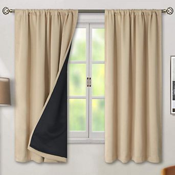 2 Panels Blackout Curtains Thermal Noise Reducing Rod Pocket