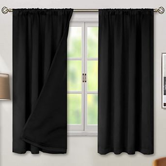 2 Panels Blackout Curtains Thermal Noise Reducing Rod Pocket