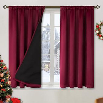 2 Panels Blackout Curtains Thermal Noise Reducing Rod Pocket