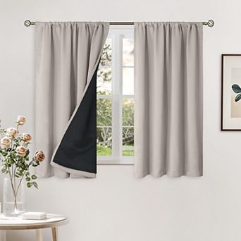 2 Panels Blackout Curtains Thermal Noise Reducing Rod Pocket