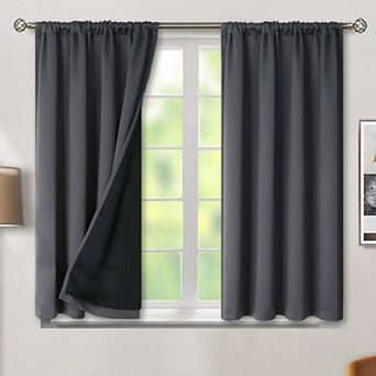 2 Panels Blackout Curtains Thermal Noise Reducing Rod Pocket