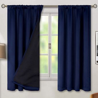 2 Panels Blackout Curtains Thermal Noise Reducing Rod Pocket