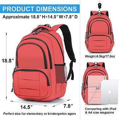 15" Lightweight Student Waterproof Backpack