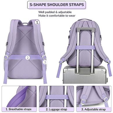 Water Resistant Backpack Multi Pockets School Travel Laptop Bag