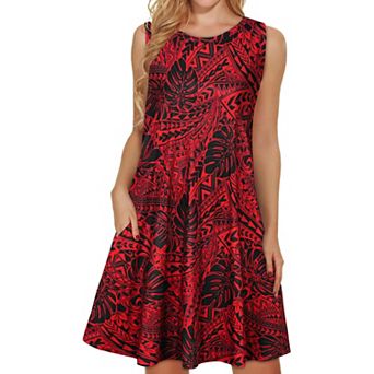Women Summer Dress Beach Casual Sleeveless Floral Tank Loose Sundress Pocket
