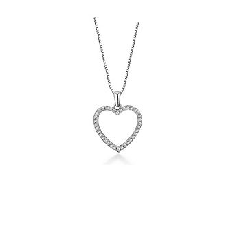 Crystal Heart Necklace with Cubic Zirconia Stones