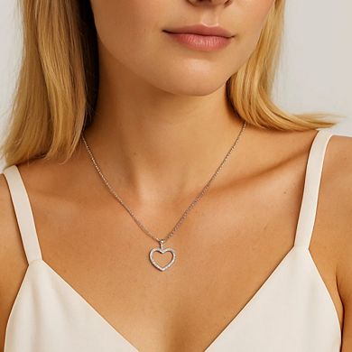 Crystal Heart Necklace with Cubic Zirconia Stones