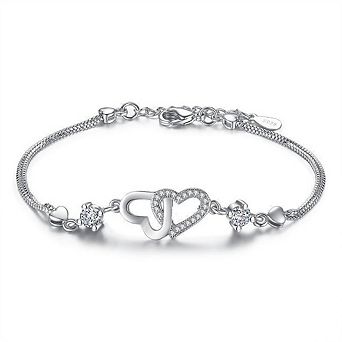 I Love You Bracelet with Cubic Zirconia