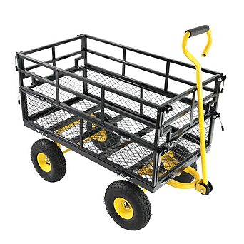 Heavy Duty Garden Cart 37.8 x 20.5 x 6.3 in Utility Wagon for Firewood and Yard Work