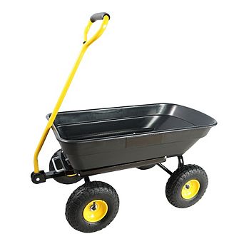 Folding Poly Garden Dump Truck 10 Inch Tire Steel Frame Wagon For Landscaping