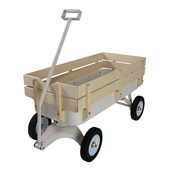 Generic All Terrain Garden Cart 34.5x15.8x5.9 in Wooden Railings Heavy Duty Utility Wagon for Yard