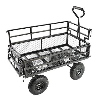 Heavy Duty Garden Cart 37.8x20.47x6.3 in Double Fence Utility Wagon For Firewood Transport