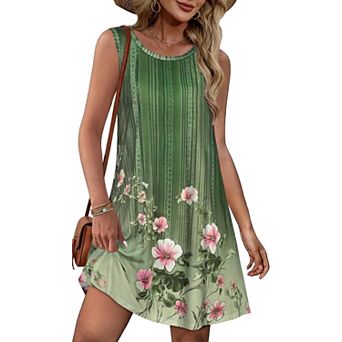 Women Boho Sleeveless Flowy Pocket Sundress