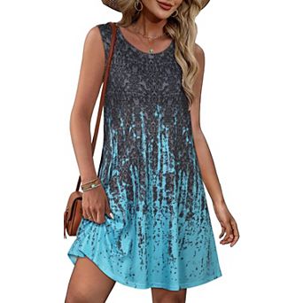 Women Boho Sleeveless Flowy Pocket Sundress