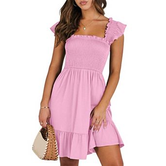 Women's Square Neck Smocked Boho Beach Sundress