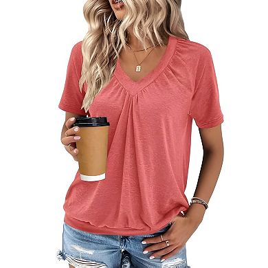 2 PCS Women's Casual V Neck Tee