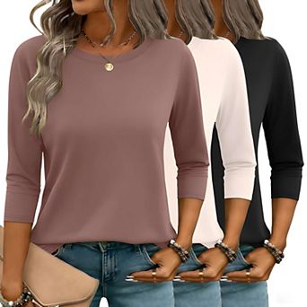 3 Pack Women's 3/4 Sleeve Tops