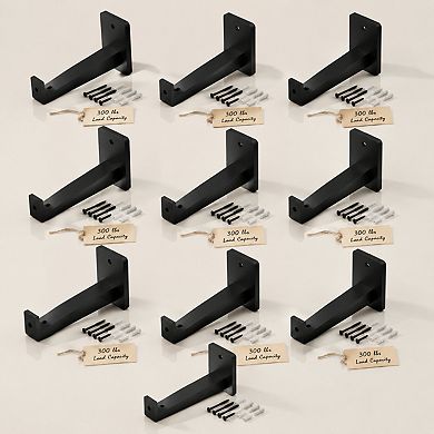 10 Pack Heavy Duty Matte Black Steel Closet Rod Brackets 300 Lbs Load Capacity