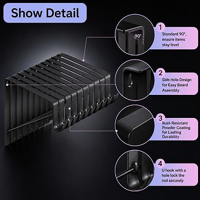 10 Pack Heavy Duty Matte Black Steel Closet Rod Brackets 300 Lbs Load Capacity