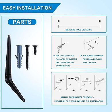 10 Pack Heavy Duty Stainless Steel L Shelf Brackets Floating Wall Mount with Hardware