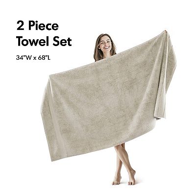 800gsm Cotton Bath Towel Set 8-Piece Highly Absorbent Quick Dry Long-Staple