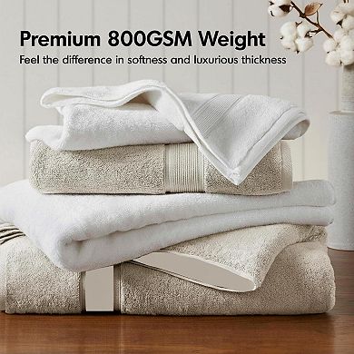 800gsm Cotton Bath Towel Set 8-Piece Highly Absorbent Quick Dry Long-Staple