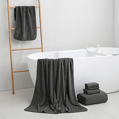 6pc Oversized Bath Sheet Extra Large Super Soft Highly Absorbent Microfiber Quick Dry Multipurpose