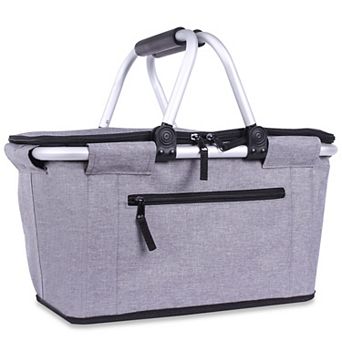 Collapsible Insulated Picnic Basket 27L Large Folding Cooler Bag with Lid Aluminum Frame Travel