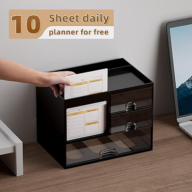 Desk Organizer with 3 Drawers, 4 Compartments, and Pencil Holder