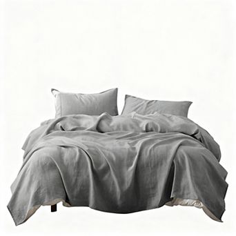 Pure Linen Sheets Set 3 pc 16 Inch Deep Pocket Breathable All-Season Machine Washable