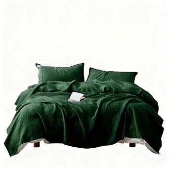 Pure Linen Sheets Set 3 pc 16 Inch Deep Pocket Breathable All-Season Machine Washable