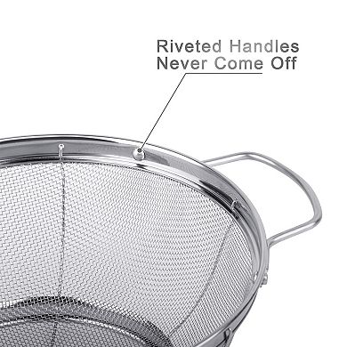 3Pcs Stainless Steel Colanders with Handle and Base