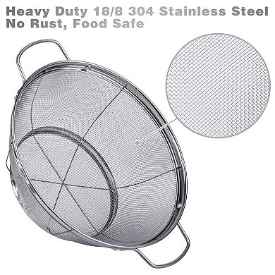 3Pcs Stainless Steel Colanders with Handle and Base
