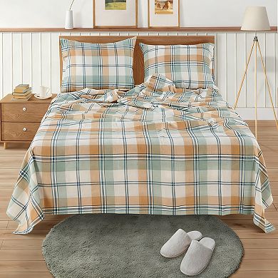 Cotton Full Flannel Sheets Set Brushed Soft Lightweight Durable Deep Pocket