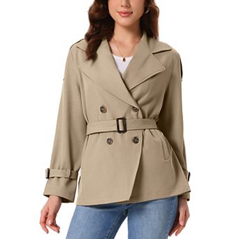 Trench Coat for Women's Long Sleeve Lapel Casual Jacket Outerwear