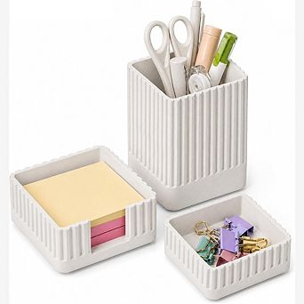 Desk Organizer Set with Pen Holder, Paper Clip, and Sticky Note Storage