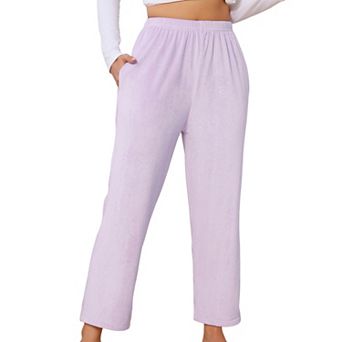 Women's Fuzzy Pajama Pants Plaid Fluffy Fleece Pajamas Lounge Sleepwear Pants Bottoms with Pockets