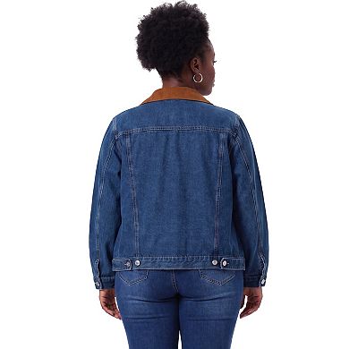 Women's Plus Size Denim Jacket Patch Collar Long Sleeve Button Vintage Western Outfit Jean Jackets
