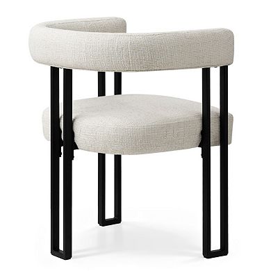 Set of 4 Modern Upholstered Dining Chairs with Armrests and Curved Backrest
