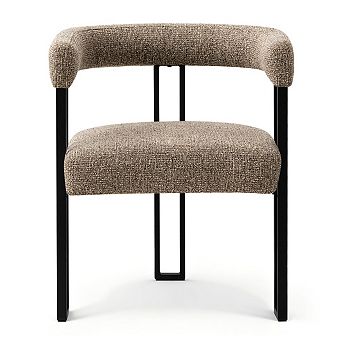 Set of 4 Modern Upholstered Dining Chairs with Armrests and Curved Backrest