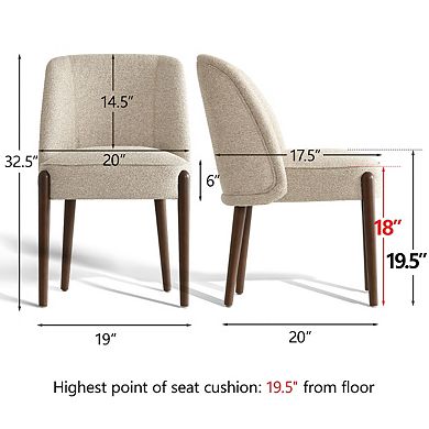 Modern Curved-Back Upholstered Dining Chairs Set of 4