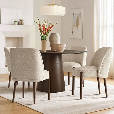 Modern Curved-Back Upholstered Dining Chairs Set of 4
