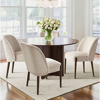 Modern Curved-Back Upholstered Dining Chairs Set of 4