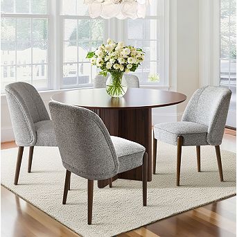 Modern Curved-Back Upholstered Dining Chairs Set of 4