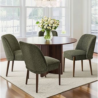 Modern Curved-Back Upholstered Dining Chairs Set of 4