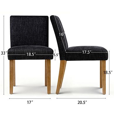 Set of 2 Modern Armless Dining Chairs with Solid Wood Legs for Kitchen or Dining Room