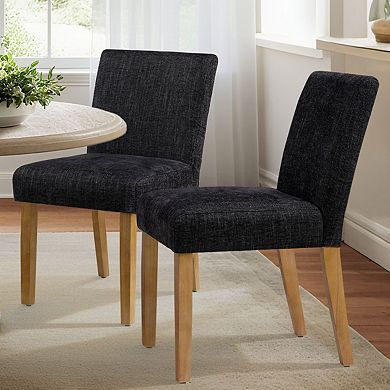 Set of 2 Modern Armless Dining Chairs with Solid Wood Legs for Kitchen or Dining Room